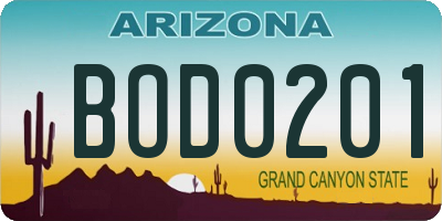 AZ license plate BOD0201