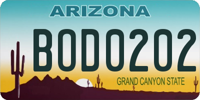 AZ license plate BOD0202