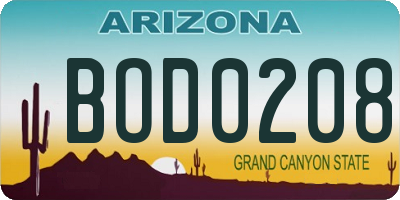 AZ license plate BOD0208