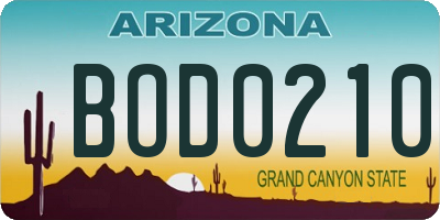 AZ license plate BOD0210