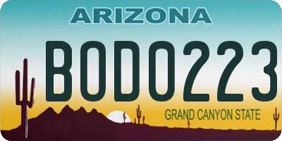AZ license plate BOD0223
