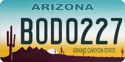 AZ license plate BOD0227