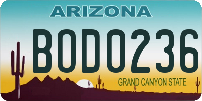 AZ license plate BOD0236
