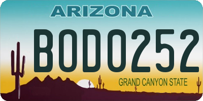 AZ license plate BOD0252