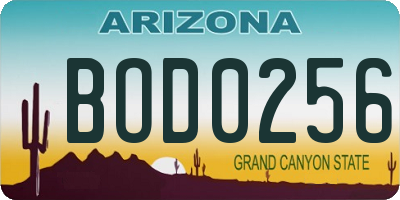 AZ license plate BOD0256