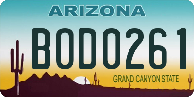 AZ license plate BOD0261