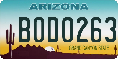 AZ license plate BOD0263