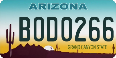 AZ license plate BOD0266