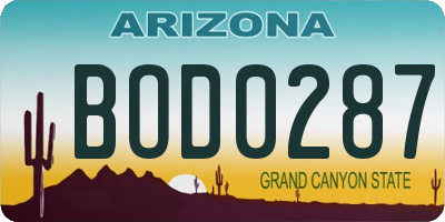 AZ license plate BOD0287