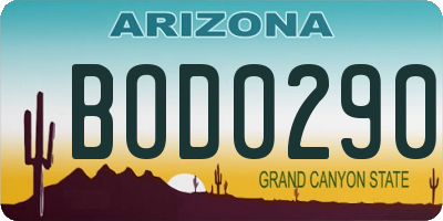 AZ license plate BOD0290