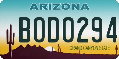 AZ license plate BOD0294