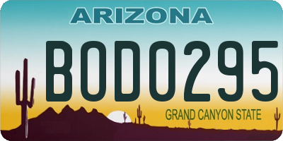 AZ license plate BOD0295