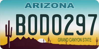 AZ license plate BOD0297