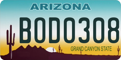 AZ license plate BOD0308