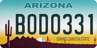 AZ license plate BOD0331