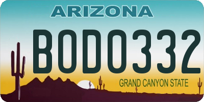 AZ license plate BOD0332
