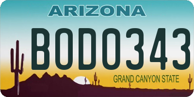 AZ license plate BOD0343