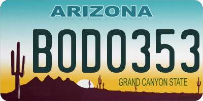 AZ license plate BOD0353
