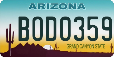 AZ license plate BOD0359
