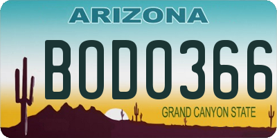 AZ license plate BOD0366
