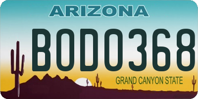AZ license plate BOD0368