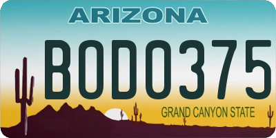 AZ license plate BOD0375