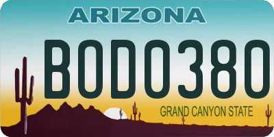 AZ license plate BOD0380