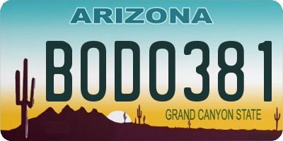 AZ license plate BOD0381