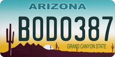 AZ license plate BOD0387
