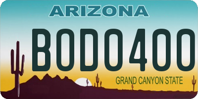 AZ license plate BOD0400