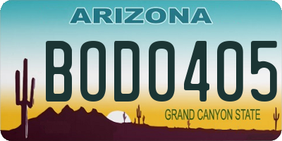 AZ license plate BOD0405