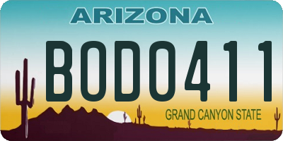 AZ license plate BOD0411