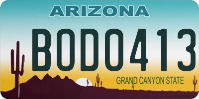 AZ license plate BOD0413