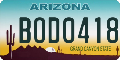 AZ license plate BOD0418