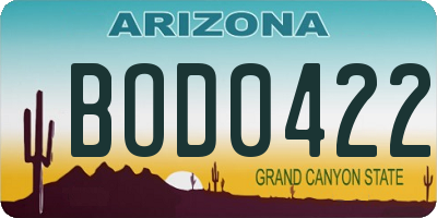 AZ license plate BOD0422