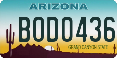 AZ license plate BOD0436