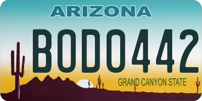 AZ license plate BOD0442