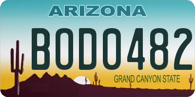AZ license plate BOD0482