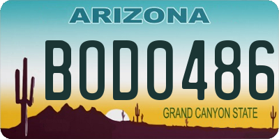 AZ license plate BOD0486