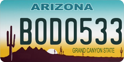 AZ license plate BOD0533