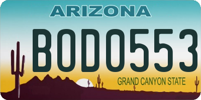 AZ license plate BOD0553
