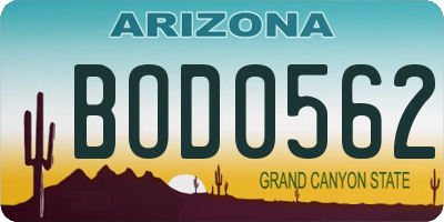 AZ license plate BOD0562