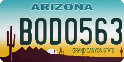 AZ license plate BOD0563