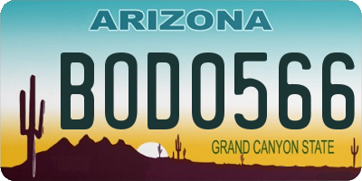 AZ license plate BOD0566
