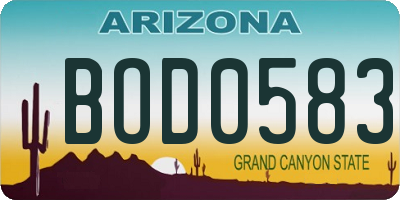 AZ license plate BOD0583