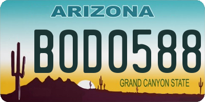 AZ license plate BOD0588