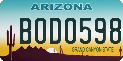 AZ license plate BOD0598