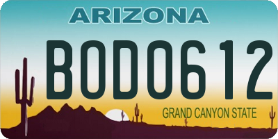 AZ license plate BOD0612