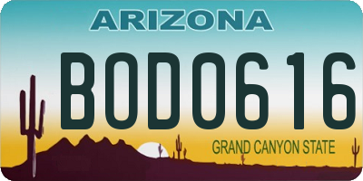 AZ license plate BOD0616