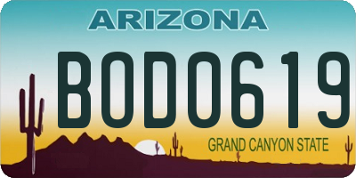 AZ license plate BOD0619